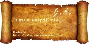 Justus Aszpázia névjegykártya